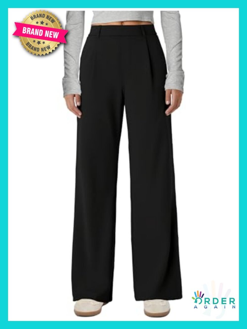 Wide Leg Pants High Waisted Business Casual Trousers with Pockets 4-Way Stretch